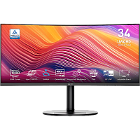 9S6-3PC59H-043 Монитор/ MSI Modern MD342CQP 34'' Curved, 3440x1440, VA, 178x178, 300nit, 120Hz, ms, 2HDMI/DP, 1USB-C, 2USB-A, Audio out, 2x2W, LTSP, ExtPWR, 75x75VESA, Black, 1y