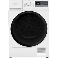 MFDM168WH02 Сушильная машина/ Сушильная машина с тепловым насосом, отдельностоящая, фронтальная, 16 режимов, максимальная загрузка 8 кг, электронное управление, дисплей, подсветка барабана, звуковой сигнал, энергоэффективность A+, цвет белый