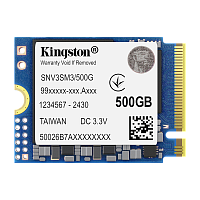 SNV3SM3/500G Твердотельный накопитель/ Kingston SSD NV3, 500GB, M.2(22x30mm), NVMe, PCIe 4.0 x4, 3D TLC, R/W 5000/3000MB/s, TBW 160, DWPD 0.2 (60 мес)