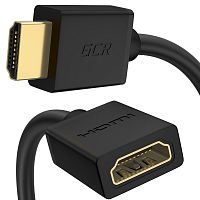 GCR-54446 GCR Удлинитель 2.0m HDMI-HDMI, M/F, поддержка 4K, Full HD, 10.2 Гбит/c, черный, 24K GOLD, 30/30 AWG, 2 Х экран