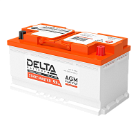 DELTASTARTMASTER95AhAGM Аккумуляторная батарея для автомобилей/ DELTA серия START MASTER, DELTA START MASTER 95 Ah AGM, напряжение 12В, емкость 95 Ач (разряд 20 часов; 10.5В), пусковой ток: 850А, полярность обратная ( - +), тип AGM;Pb (свинцово-кислотный)