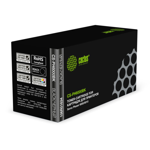 -/ Картридж лазерный Cactus CS-PH6000BK 106R01634 черный (2000стр.) для Xerox Phaser 6000/6010 фото 3 -/ Картридж лазерный Cactus CS-PH6000BK 106R01634 черный (2000стр.) для Xerox Phaser 6000/6010 фото 3