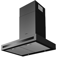 KHC6877N Вытяжка Korting/ Ширина 60см, электронное сенсорное управление Touch с дисплеем, 3 режима, 850 м3/ч., функция Clean Air, таймер, алюминиевые жировые фильтры, индикация загрязнения фильтров, 2 LED лампы освещения,цвет - черный + черное стекло