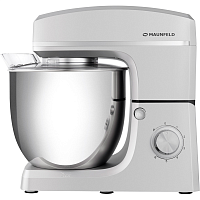 MF-432S Миксер планетарный MAUNFELD/ Миксер планетарный MAUNFELD MF-432S, мощность 1500 Вт, объем чаши 10 л, 3 насадки, импульсный режим, крышка, планетарное смешивание, цвет нержавеющая сталь