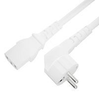 GCR-55103 GCR PRO Кабель питания PROF белый, 2.0m, евровилка угловая Schuko - С13, 3*1,5mm, медь, GCR-55103