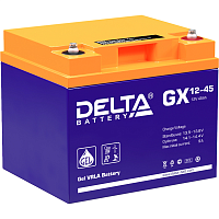 GX12-45 Батарея DELTA серия GX, GX 12-45, напряжение 12В, емкость 45Ач (разряд 20 часов), макс. ток разряда (5 сек.) 450А, макс. ток заряда 8.9А, свинцово-кислотная типа GEL, клеммы под болт М6, ДxШxВ 197х165х170мм., вес 14.6кг., срок службы 15 лет./ Batt