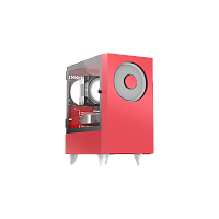 EM1WooferRed Корпус без блока питания/ Case WIZMAX EM1, Mini-Tower, TG, 1x160mm + 1x120mm LED, 1xUSB-A 3.0 + 2xUSB-A 2.0, mATX, mITX, Woofer Red