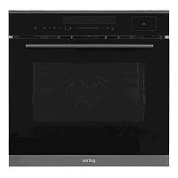 OKB1350SGNBXSteam Электрический духовой шкаф KORTING/ Электрический духовой шкаф KORTING, 60 см, Spectrum, пар, 30-250 градусов, объем 72 л, сенсорное управление, LED дисплей белого цвета, 15 режимов, 11 автоматических программ, телескопические направляющ