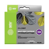 -/ Картридж струйный Cactus CS-LC980Y желтый (16мл) для Brother DCP-145C/165C/MFC-250C/290C