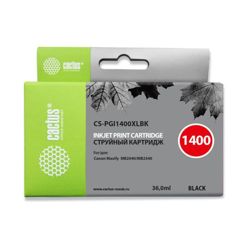 CS-PGI1400XLBK -/ Картридж струйный Cactus CS-PGI1400XLBK черный (36мл) для Canon MB2050/MB2350/MB2040/MB2340