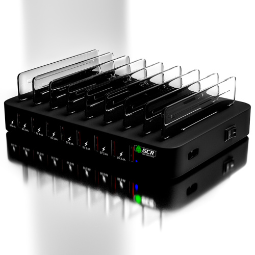 GCR-8PAUSB GCR Сетевая зарядка на 8 USB портов, черная