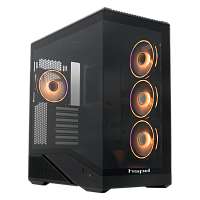 F711-TGBK-ARGB Корпус без блока питания/ Case HSPD F711, Panoramic Full Tower, Black, TG, 0.7 SPCC, 4x120mm ARGB (FN027) ATX, mATX, mITX 190/420/280mm 2x2.5", 2x3.5", 7xPCI 1xUSB-A 3.0, 1xUSB-C 445x235x475mm