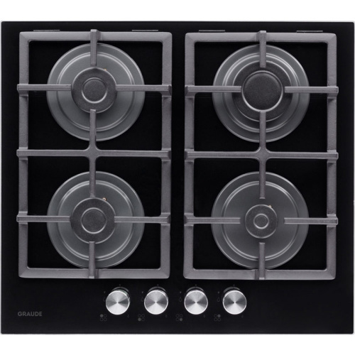 Встраиваемая варочная панель Graude/ Газ, 60 см, 4 конфорки, механическое управление, черный цвет