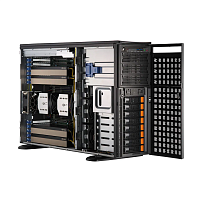 SYS-741GE-TNRT Серверная платформа/ GPU SuperServer SYS-741GE-TNRT (X13DEG-QT, CSE-749TS-R2K05BP) (2 x LGA-4677, 16xDDR5 Up to 4TB, 8x 3.5" NVMe/SATA/SAS, 2 M.2 NVMe for boot drive only, 4x PCIe 5.0 x16 (double-width) slots, 3x PCIe 5.0 x16 (single-width)