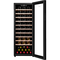 Винный шкаф MAUNFELD/ Винный шкаф MAUNFELD MFWC-201S84, ВхШхГ 1285х480х575 мм, 84 бутылок, от 5 ° C до 20 ° C, отдельностоящий, полезный объем 201 л, электронный термостат, индикация температуры, диапазон влажности 50-80%, звуковой сигнал отключения питан