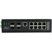 SW-80804/ILS(port90W300W) Коммутатор/ OSNOVO Промышленный гигабитный L2+ коммутатор HiPoE на 12 портов с функцией мониторинга температуры/ влажности/ напряжения, 1 *10/100/1000Base-T с PoE BT (до 90W), 7 *10/100/1000Base-T с PoE (до 30W), 4*SFP 1000Base-X