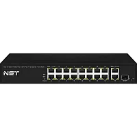 NS-SW-16F3G-P PoE коммутатор Fast Ethernet/ PoE коммутатор Fast Ethernet на 16 x RJ45 PoE + 2 x RJ45 GE + 1 SFP GE порта. Порты: 16 x FE (10/100 Base-T) с поддержкой PoE (IEEE 802.3af/at), 2 x GE Uplink (RJ45), 1 x GE SFP Uplink. Соответствует стандартам