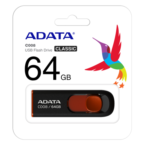 AC008-64G-RKD USB-накопитель/ ADATA 64GB C008 USB Flash Drive (Black/Red) фото 3 AC008-64G-RKD USB-накопитель/ ADATA 64GB C008 USB Flash Drive (Black/Red) фото 3