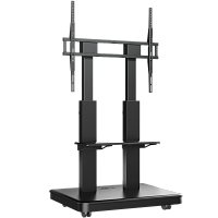 TS2811EliftBLACK Мобильная стойка МОТОРИЗОВАННАЯ ONKRON на 1 ТВ/ 50-120" от 200х200 до 900х800, макс нагр 120кг, высота 910-1560мм, кабель-канал, регулируемая полка, черная
