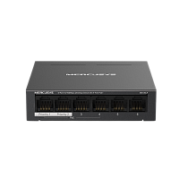 MS106LP Коммутатор/ 6-Port 10/100 Mbps Desktop Switch with 4-Port PoE+ PORT: 4x10/100 Mbps PoE+ Ports, 2x10/100 Mbps Non-PoE Ports SPEC: Compatible with 802.3af/at PDs, 40 W PoE Power, Desktop Steel Case, Wall Mounting FEATURE: Extend Mode for 250m PoE Tr