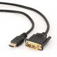 CC-HDMI-DVI-6 Кабель HDMI-DVI Cablexpert CC-HDMI-DVI-6, 19M/19M, 1.8м, single link, черный, позол.разъемы, экран, пакет (043458)