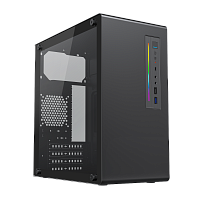 FL-728TG-U3C Корпус без блока питания/ Case Foxline FL-728TG, mATX, TG, 1xUSB3.0+1xUSB2.0+1xType-C(USB2.0)+1xARGB strip on front, Black