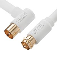 GCR-54875 GCR PRO Кабель 10.0m антенный (коаксиальный) RG59, медь, Male F81 резьба / TV M угловой, белый, GCR-54875