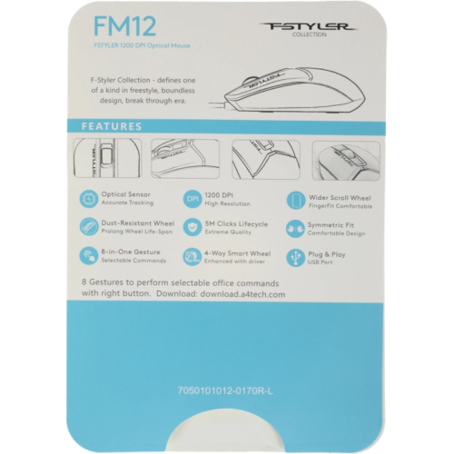 FM12BLACK Мышь A4Tech Fstyler FM12 черный оптическая 1200dpi USB 3but (FM12 BLACK) фото 9 FM12BLACK Мышь A4Tech Fstyler FM12 черный оптическая 1200dpi USB 3but (FM12 BLACK) фото 9
