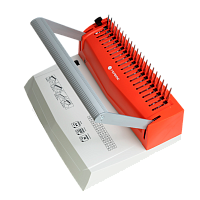 БП16пбк Переплетчик ГЕЛЕОС БП-16 бело-красный на пластиковую пружину, А4, ручная перфорация 16 листов, переплет макс до 500 л., глубина перфорации 2-3-4-5 мм