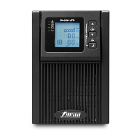 POWERMANOnline1000 ИБП POWERMAN Online 1000, LCD, двойного преобразования, 1000ВА, 900Вт, 2 евророзетки с резервным питанием, USB, RS232, слот SNMP, разъем EPO, батарея 12В 9Ач 2 шт., 215 х 315 х 365 мм., 10.7 кг./ UPS POWERMAN Online 1000, LCD, dual conv