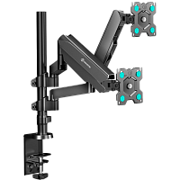 ONKRONG140BLACK Кронштейн для 2-х мониторов ONKRON/ 13-32" макс. 100*100, струбцина, наклон -45?+90? поворот 180?, перемещение по вертикали 0-600мм, кабель-канал, пружина, макс нагрузка 2х8кг