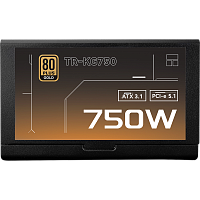 TR-KG750 Блок питания 750W/ Power Supply Thermalright, 750W 80+ Gold (ATX, 3.1, PCIe 5.1, Full modular, 1x24(20+4)pin, 2xCPU 8(4+4)pin, 2xPCIe*2 8(6+2)pin, 1x12V-2x6, 8xSATA3, 3xMOLEX4pin, Active, 120x120mm, 150x140x86mm, APFC, OVP, UVP, SCP, OCP, OTP, OP