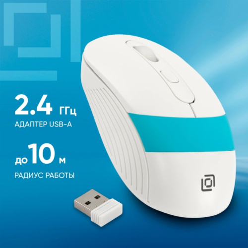 1869094 Мышь Oklick 310MW белый/синий оптическая 3200dpi беспров. USB для ноутбука 4but (1869094) фото 2 1869094 Мышь Oklick 310MW белый/синий оптическая 3200dpi беспров. USB для ноутбука 4but (1869094) фото 2