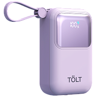 LT-LL10T Портативный аккумулятор TOLT Lit LT-LL10T, 10000mAh, 22,5W, fast charging and PD, violet/ Powerbank TOLT Lit LT-LL10T, 10000mAh, 22,5W, fast charging and PD, violet