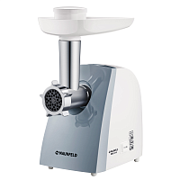 MMG.231W Мясорубка MAUNFELD/ Мясорубка MAUNFELD MMG.231W, мощность 2000 Вт, производительность 1,5 кг/мин, 5 насадок, реверс, контейнер для хранения насадок, блокировка при перегреве, цвет белый