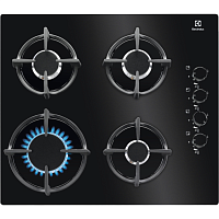 Встраиваемые газовые панели ELECTROLUX/ Газовая варочная поверхность, газ на стекле, 4 индивидуальных чугунных держателя, газконтроль варочной поверхности, интегрированный автоподжиг варочной поверхности, боковое управление