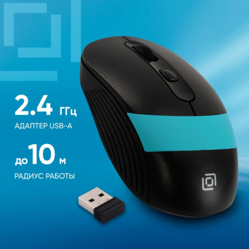 1869090 Мышь Oklick 310MW черный/синий оптическая 3200dpi беспров. USB для ноутбука 4but (1869090) фото 2 1869090 Мышь Oklick 310MW черный/синий оптическая 3200dpi беспров. USB для ноутбука 4but (1869090) фото 2