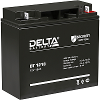 DT1218 Батарея DELTA серия DT, DT 1218, напряжение 12В, емкость 18Ач (разряд 20 часов), макс. ток разряда (5 сек.) 250А, макс. ток заряда 5.4А, свинцово-кислотная типа AGM, клеммы под гайку и болт M6, ДxШxВ 181х77х160мм., вес 5.2кг., срок службы 5 лет./ B