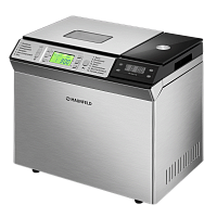 MBM-900DSS Хлебопечь MAUNFELD/ Хлебопечка MAUNFELD MBM-900DSS, 13 программ, масса выпечки до 900 гр, 3 степени прожарки, отсрочка старта, поддержание температуры, диспенсер для ингридиентов, пауза, съемная форма, антипригарное покрытие, цвет нер. сталь