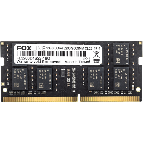 FL3200D4S22-16GSS Память оперативная/ Foxline SODIMM 16GB 3200 DDR4 CL22 (1Gb*8)