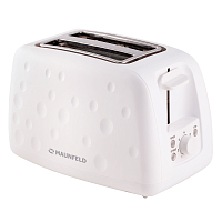 MFT-847WH Тостер MAUNFELD/ Тостер MAUNFELD MFT-847WH, мощность 930 Вт, 2 тоста, регулировка степени поджаривания, размораживание, подогрев, поддон для крошек, цвет белый