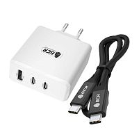 GCR-54949 GCR PRO Комплект сетевое зарядное устройство на 100W, 1 USB + 2 TypeC, GaN Tech Quick Charger, PD 3.0, белый + кабель 1.0m TypeC Thunderbolt 4, черный