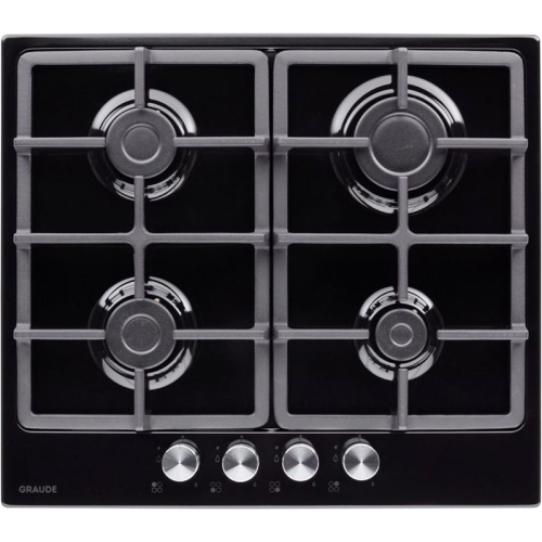 Встраиваемые газовые панели Graude/ Газ, 60 см, 4 конфорки, черный цвет