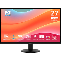 9S6-3PD6CT-008 Монитор/ MSI PRO MP272L 27'', 1920x1080, IPS, 178x178, 250nit, 100Hz, 4ms, HDMI/DP, noUSB-A, Audio out, T, ExtPWR, noVESA, Black, 1y