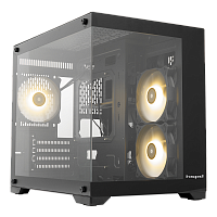 F330-TGBK-ARGB Корпус без блока питания/ Case HSPD F330, Panoramic Mini-tower, Black, TG, 0.5 SPCC, 3x120mm ARGB (FN027) mATX, mITX 160/400/200mm 1x2.5", 2x3.5", 4xPCI 1xUSB-C 3.0, 2xUSB-A1.0 428x280x375mm