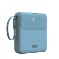 LT-LI10S Портативный аккумулятор TOLT Lit LT-LI10S, 10000mAh, 22,5W, fast charging and PD, light blue/ Powerbank TOLT Lit LT-LI10S, 10000mAh, 22,5W, fast charging and PD, light blue