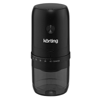 KCG0030-PR1 Кофемолка KORTING/ Кофемолка KORTING, беспроводная, максимальная загрузка 75 г, 40 уровней помола, конические керамические жернова, кнопочное управление, защита от перегрева, автодомол, цвет черный