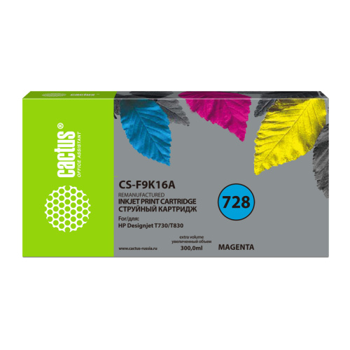 CS-F9K16A -/ Картридж струйный Cactus CS-F9K16A 728XXL пурпурный (300мл) для HP DesignJet T730, T830