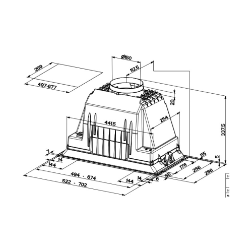 305.0628.323 Встраиваемая в шкаф вытяжка Faber/ BETTER, Встраиваемые в шкаф INKA PLUS HCS BK A70 фото 2