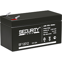 SF12012 Батарея SECURITY FORCE серия SF, SF 12012, напряжение 12В, емкость 1.2Ач (разряд 20 часов), макс. ток заряда 0.36А, свинцово-кислотная типа AGM, клеммы F1, ДxШxВ 97х44х52мм., кг., срок службы 3-5 лет./ Battery SECURITY FORCE series SF, SF 12012, v